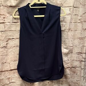 Halogen Deep Blue V-Neck Sleeveless Blouse